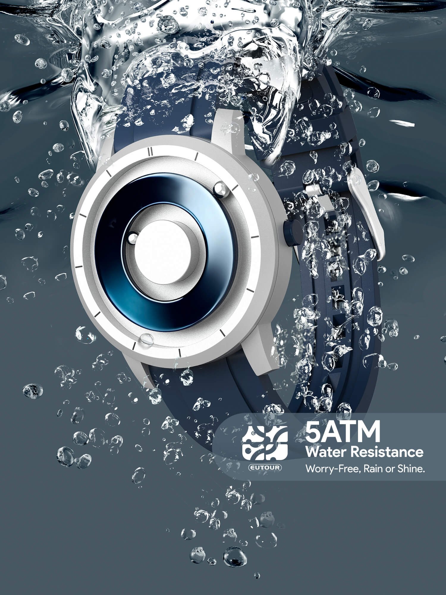 Water resistance rating of the EUTOUR E024-M 5ATM magnetic watch