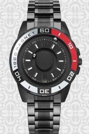 magnetic sports wrist watch in black and metal - EUTOUR E025