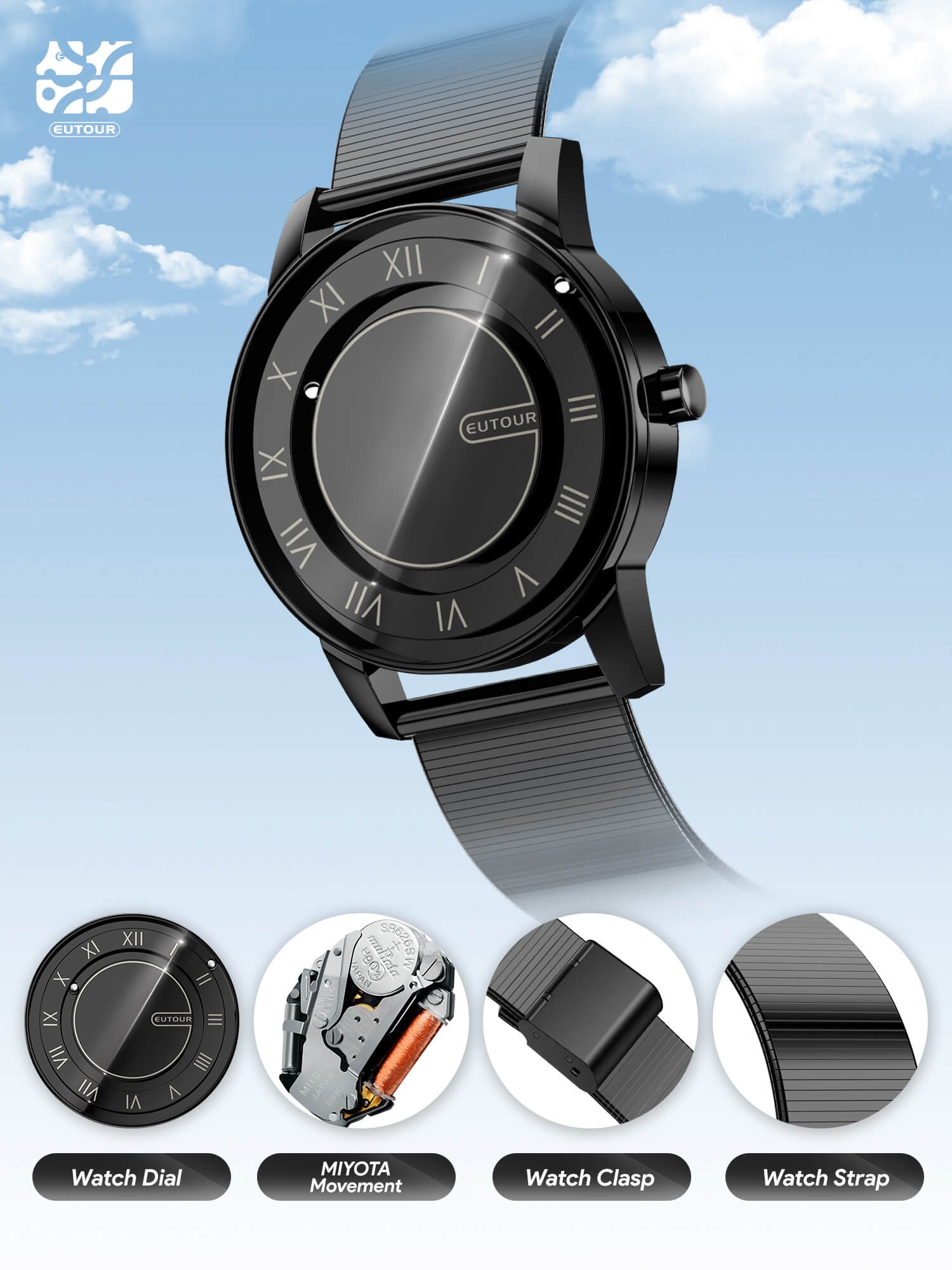 mirror dial watch - EUTOUR U056M, product view 6